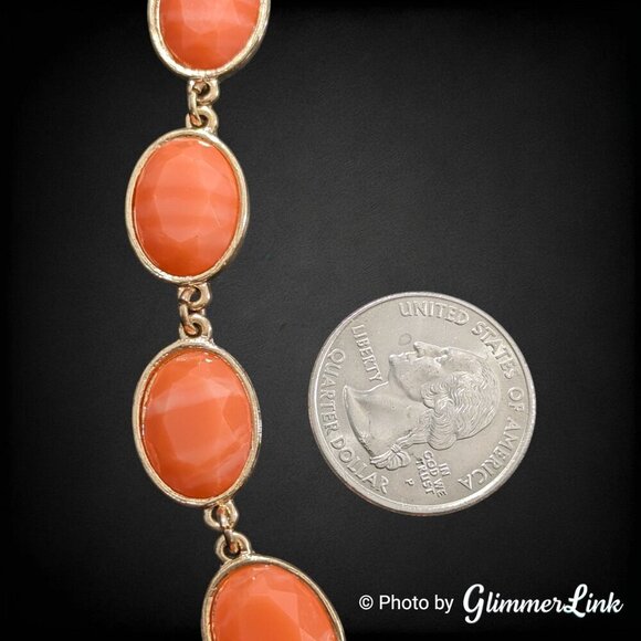Monet Orange Oval Stones Contemporary Gold Tone Necklace - Picture 6 of 11